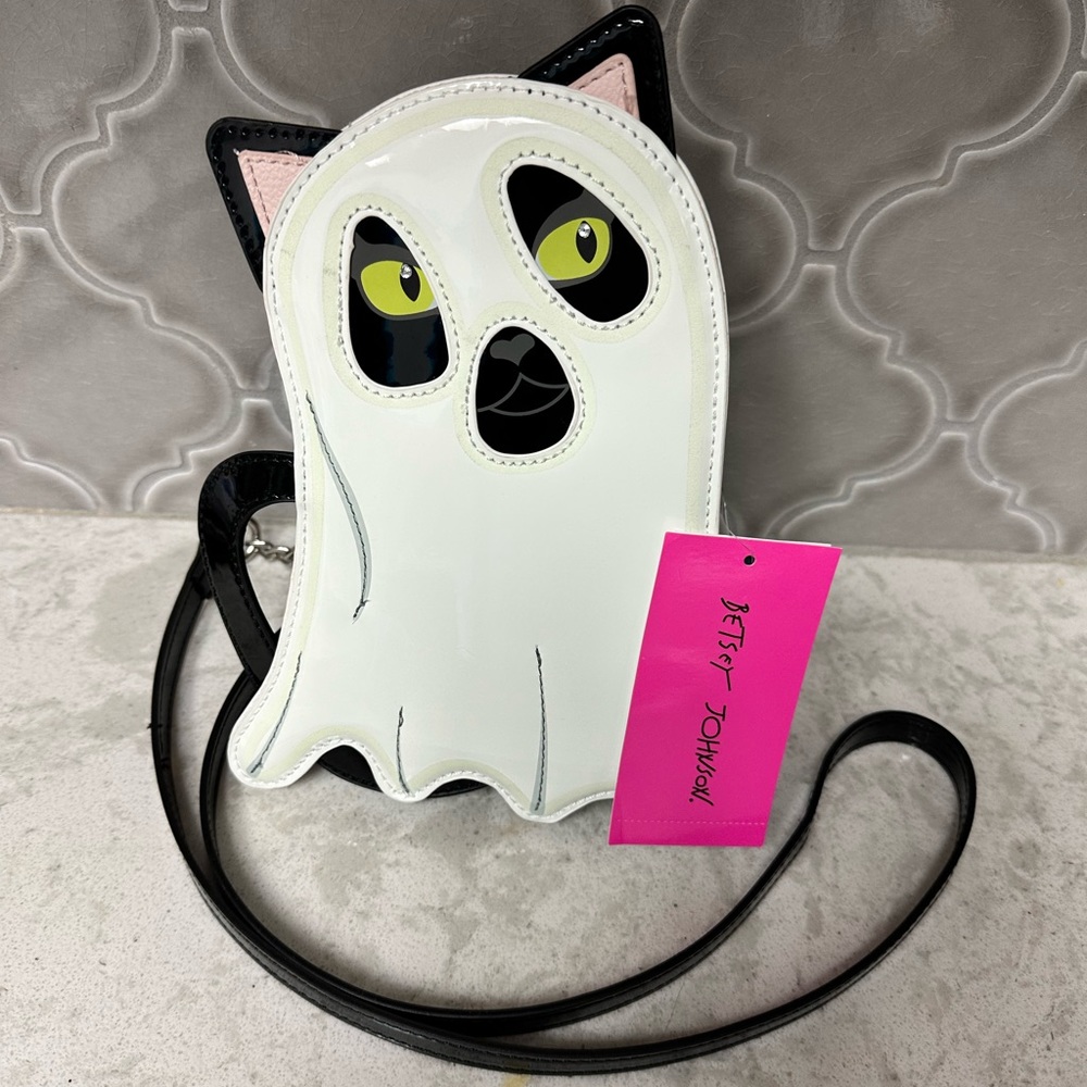 Betsy Johnson cat ghost glow in the dark purse with sr parole eyes